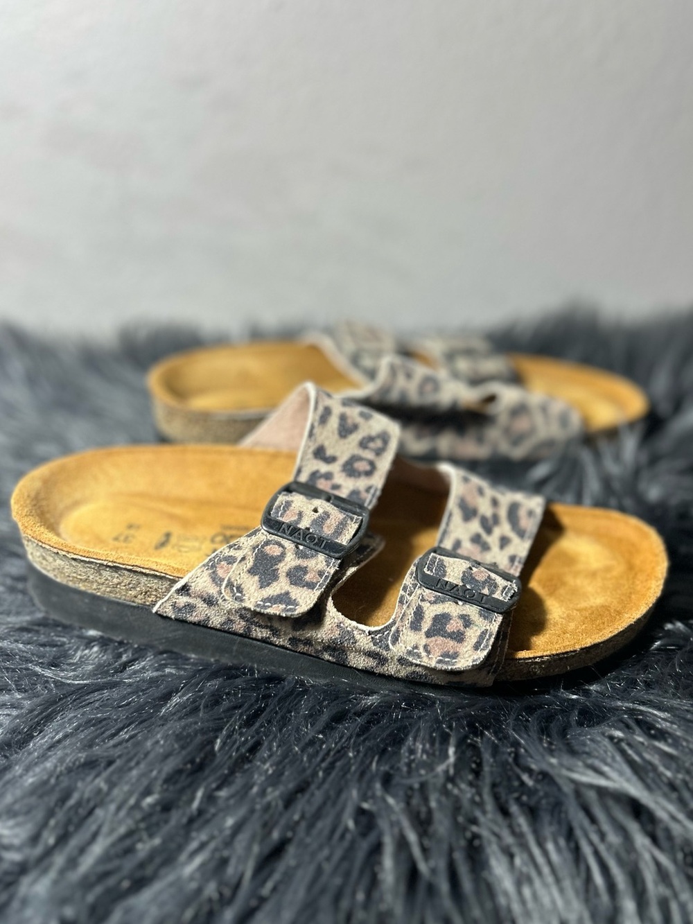 Naot Santa Barbara Sandal Cheetah Leopard Print Double-Strap Slide Sandals Sz L6 - Picture 7 of 9
